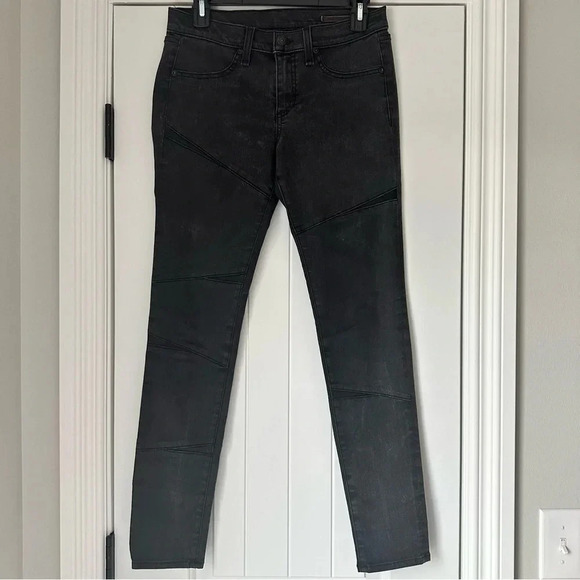 Rag & Bone black skinny jeans with Lamb leather trim - Picture 1 of 8